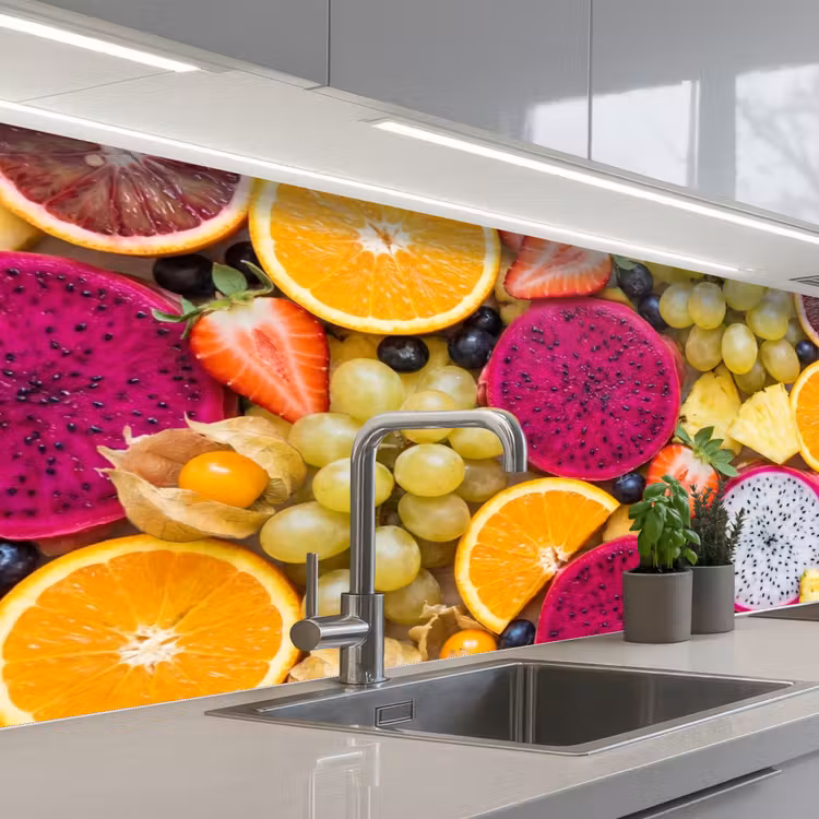Fruit - Assortiment - Kleurrijk - Gezondheid keuken achterwand 2 middel -3d_schuin
