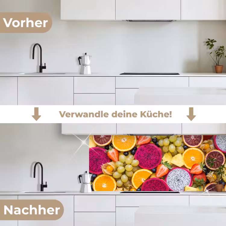 Fruit - Assortiment - Kleurrijk - Gezondheid keuken achterwand 2 middel -voor-na_DE