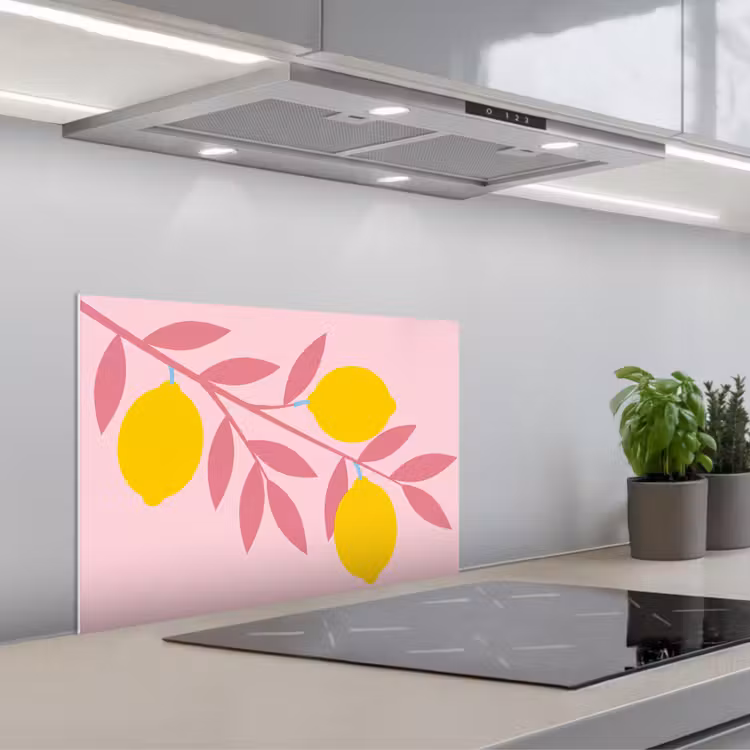 Fruit - Tak - Natuur - Abstract - Roze keuken achterwand spatscherm klein -3d_schuin