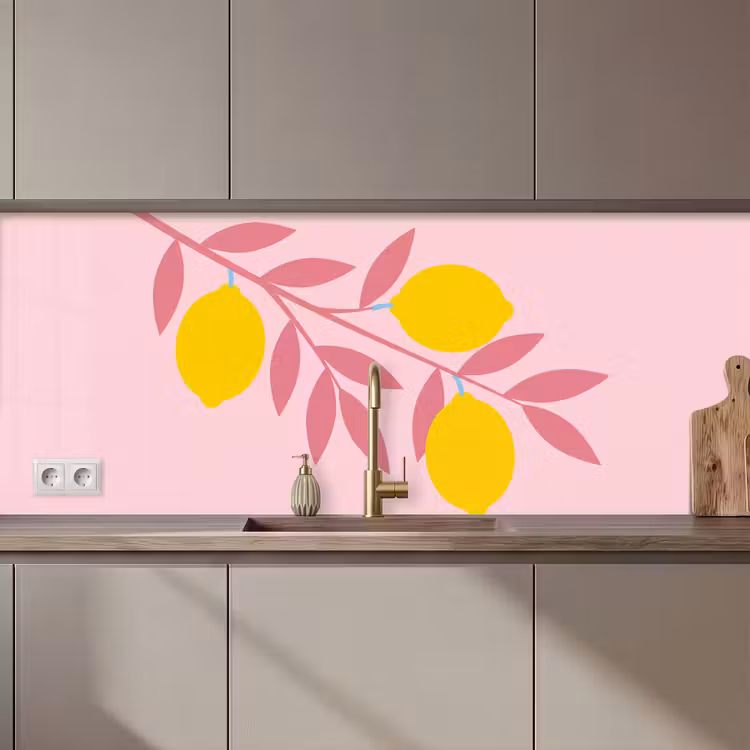 Fruit - Tak - Natuur - Abstract - Roze keuken achterwand 2 middel zz_3dshopping