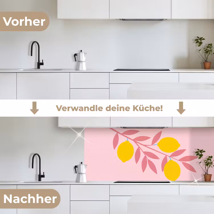 Fruit - Tak - Natuur - Abstract - Roze keuken achterwand 2 middel -voor-na_DE
