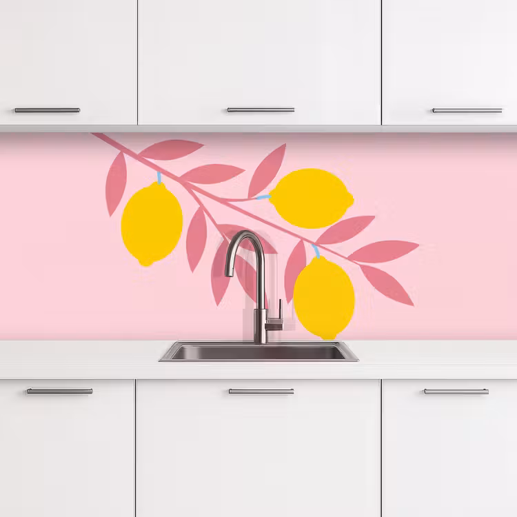 Fruit - Tak - Natuur - Abstract - Roze keuken achterwand 2 middel -3d
