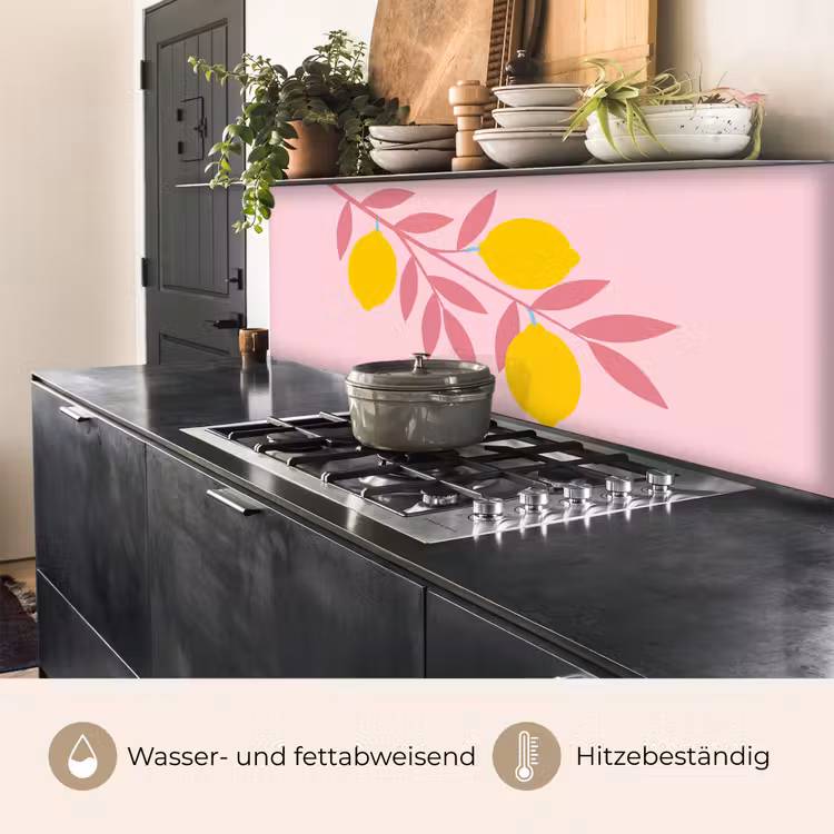Fruit - Tak - Natuur - Abstract - Roze keuken achterwand 2 middel -usp_DE
