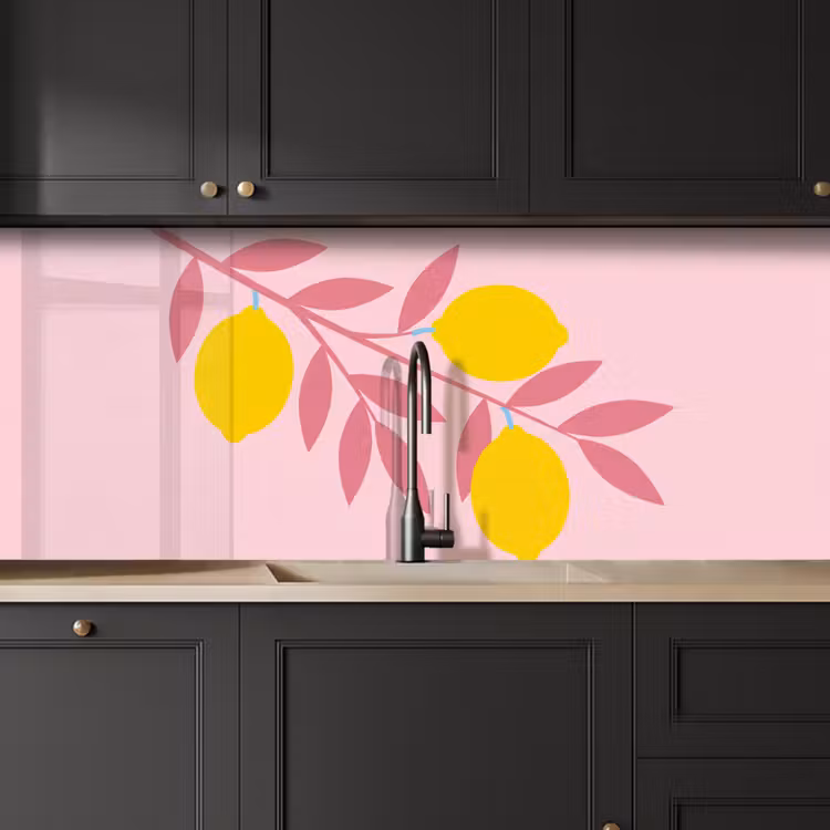 Fruit - Tak - Natuur - Abstract - Roze keuken achterwand 2 middel -sfeer1