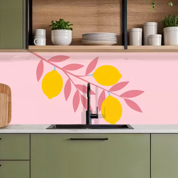 Fruit - Tak - Natuur - Abstract - Roze keuken achterwand 2 middel -sfeer3