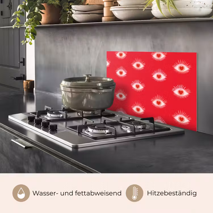 Ogen - Hart - Abstract - Rood - Roze keuken achterwand spatscherm klein 900 -usp_DE