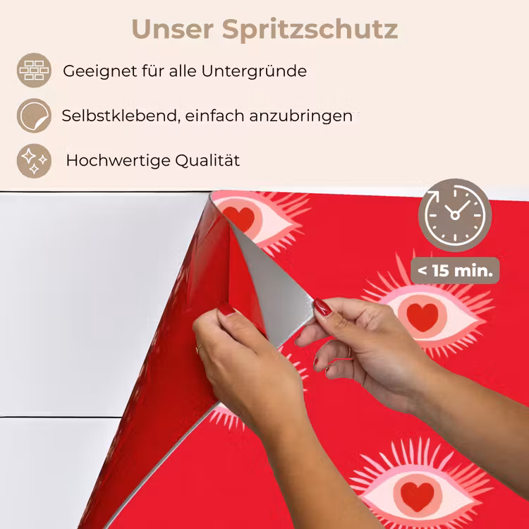 Ogen - Hart - Abstract - Rood - Roze keuken achterwand spatscherm klein 900 -spatscherm_DE