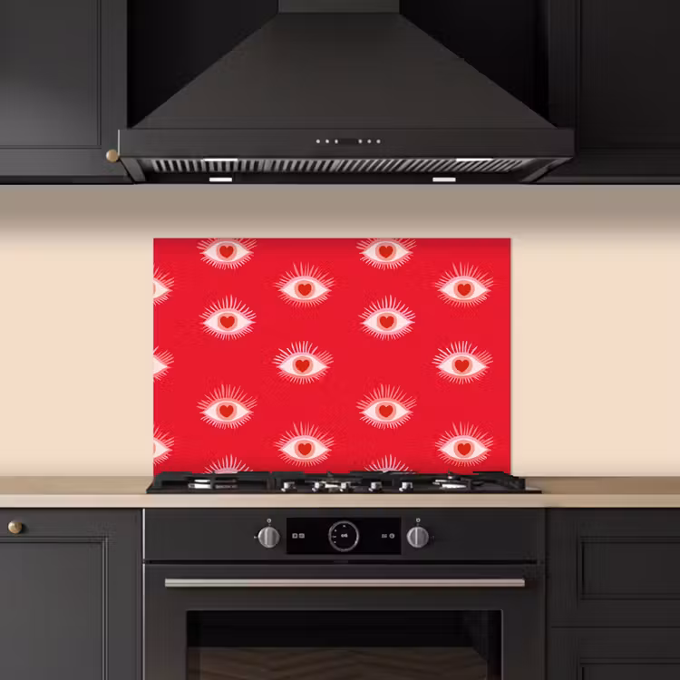 Ogen - Hart - Abstract - Rood - Roze keuken achterwand spatscherm klein 900 -sfeer1