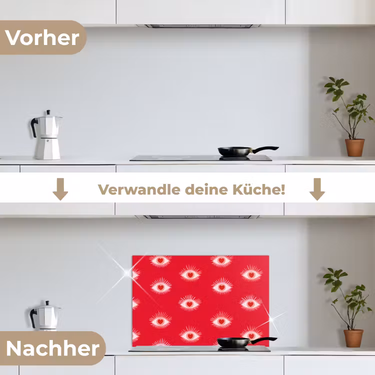 Ogen - Hart - Abstract - Rood - Roze keuken achterwand spatscherm klein 900 -voor_na_DE