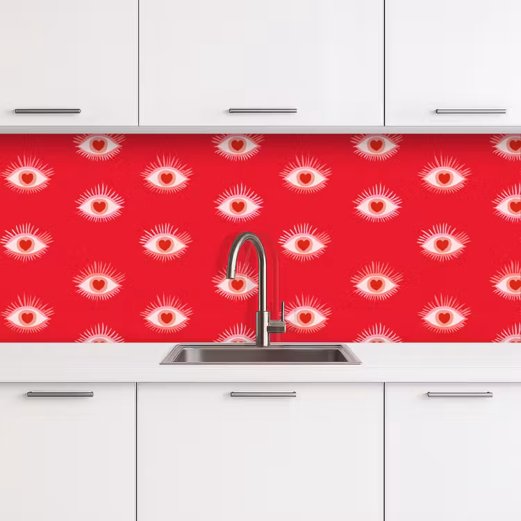Ogen - Hart - Abstract - Rood - Roze keuken achterwand 2 middel 871 -3d