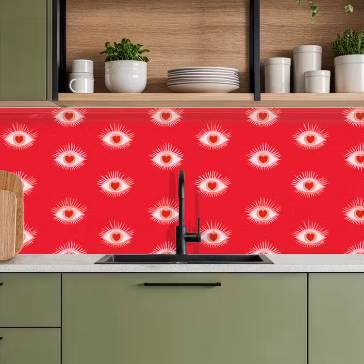 Ogen - Hart - Abstract - Rood - Roze keuken achterwand 2 middel 871 -sfeer3