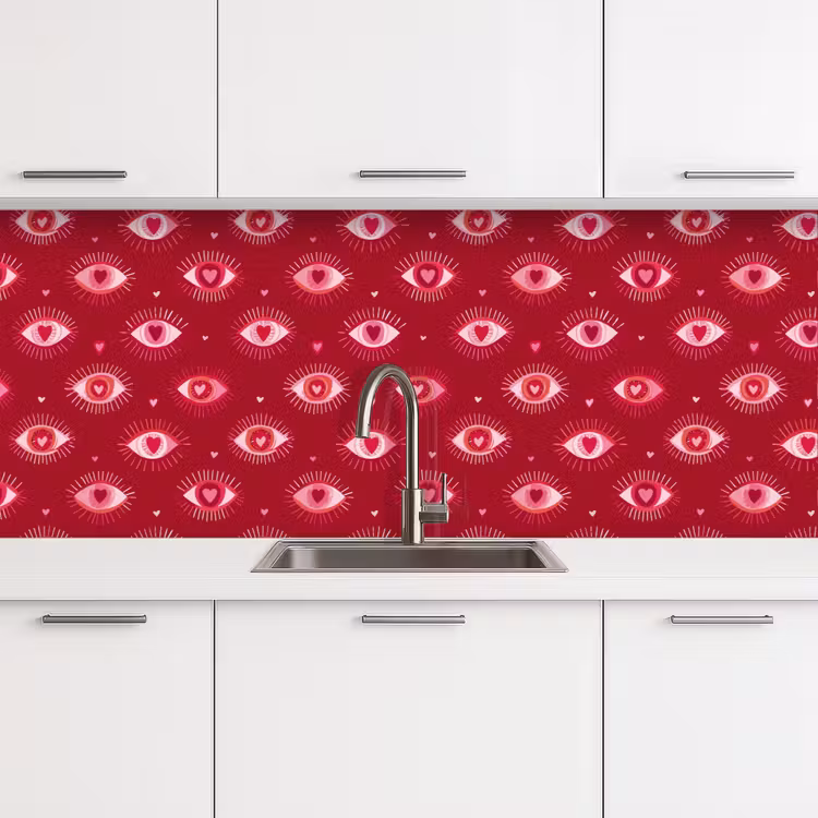 Ogen - Patroon - Roze - Donkerrood keuken achterwand 2 middel 871 -3d