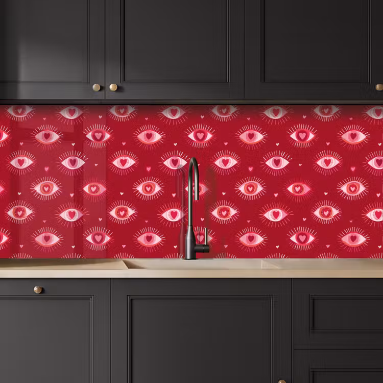 Ogen - Patroon - Roze - Donkerrood keuken achterwand 2 middel 871 -sfeer1