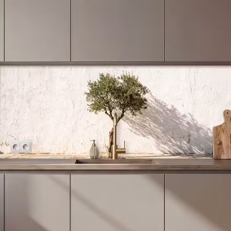 Küchenrückwand - Olivenbaum – Wand – weiß - Olijfboom - muur - wit keuken achterwand 2 middel zz_3dshopping