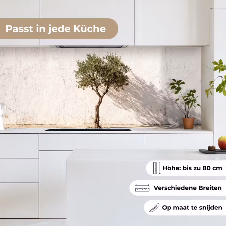Küchenrückwand - Olivenbaum – Wand – weiß - Olijfboom - muur - wit keuken achterwand 2 middel