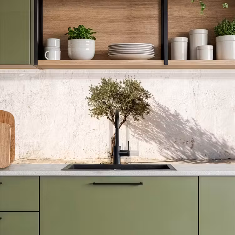 Küchenrückwand - Olivenbaum – Wand – weiß - Olijfboom - muur - wit keuken achterwand 2 middel