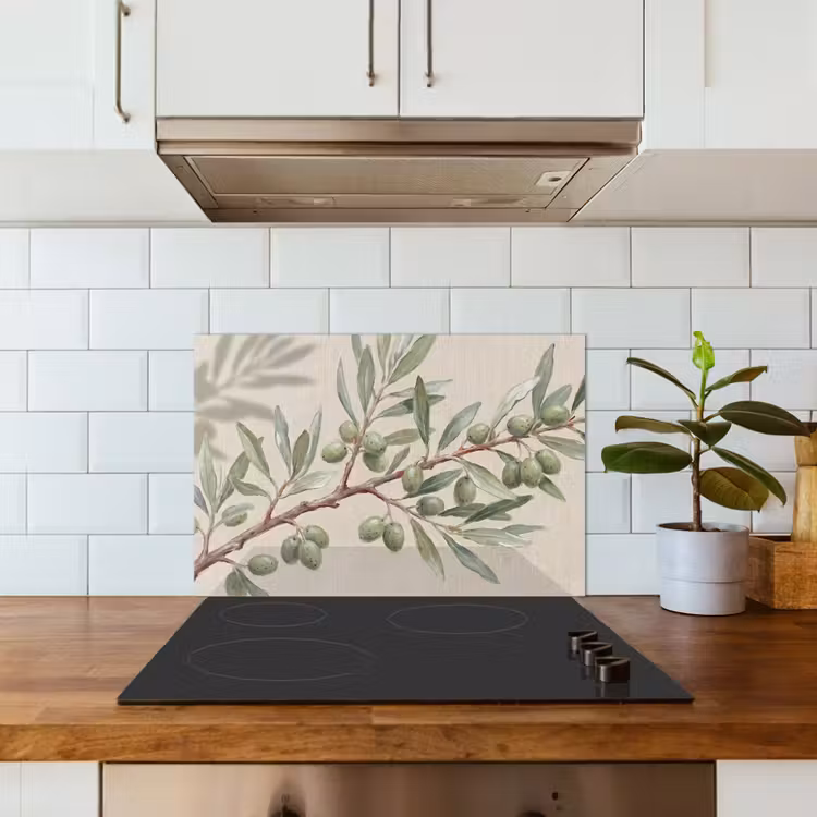 Olijftak - Bladeren - Natuur - Groen - Beige keuken achterwand spatscherm klein -sfeer2