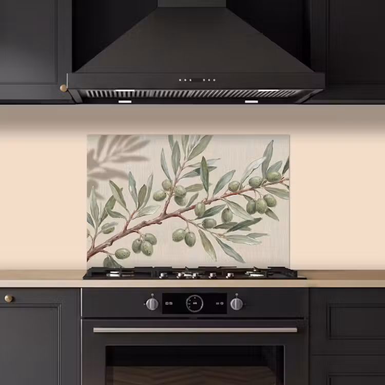 Olijftak - Bladeren - Natuur - Groen - Beige keuken achterwand spatscherm klein -sfeer1