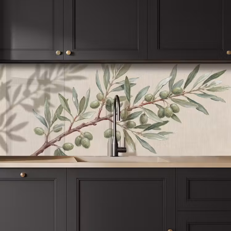 Olijftak - Bladeren - Natuur - Groen - Beige keuken achterwand 2 middel -sfeer1