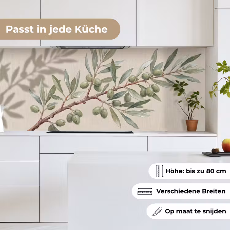 Olijftak - Bladeren - Natuur - Groen - Beige keuken achterwand 2 middel -sfeer4_DE