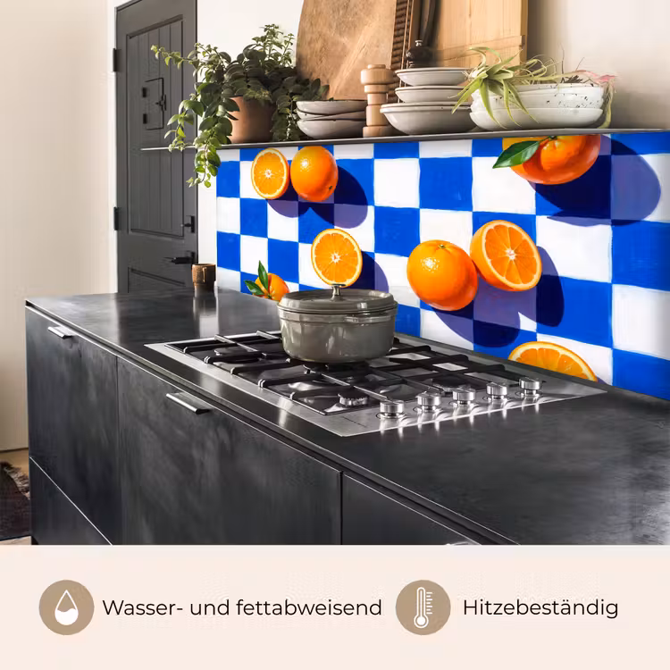 Küchenrückwand - Orange – Kariert – Essen - Sinaasappel - Geruit - Eten keuken achterwand 2 middel