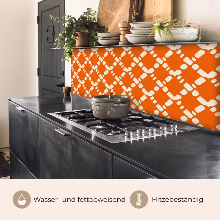 Oranje - Ruitpatroon - Wit keuken achterwand 2 middel 871 -usp_DE