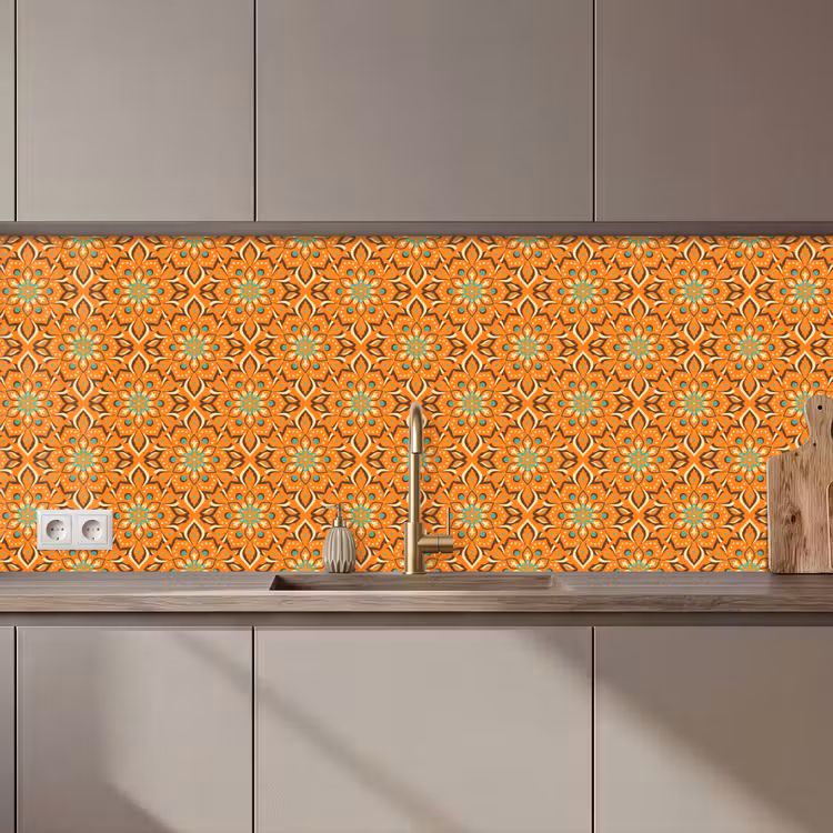 Oranje - Mandala - Design - Bohemian - Vintage keuken achterwand 2 middel 871 zz_3dshopping