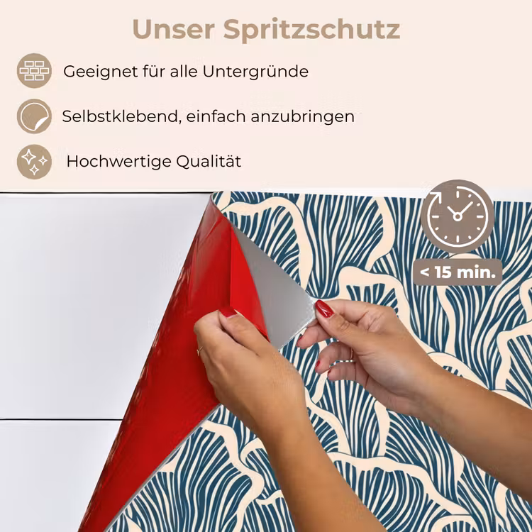 Organisch - Blauw - Crème - Schelpen keuken achterwand spatscherm klein 900 -spatscherm_DE