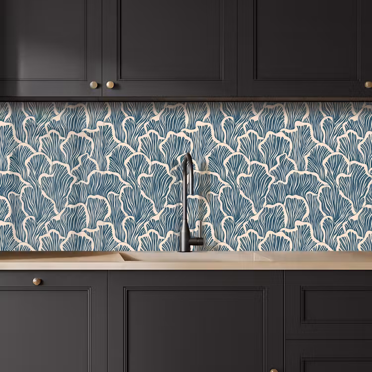 Organisch - Blauw - Crème - Schelpen keuken achterwand 2 middel 871 -sfeer1