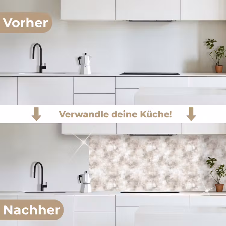 Organisch - Patroon - Gemêleerd keuken achterwand 2 middel 871 -voor-na_DE