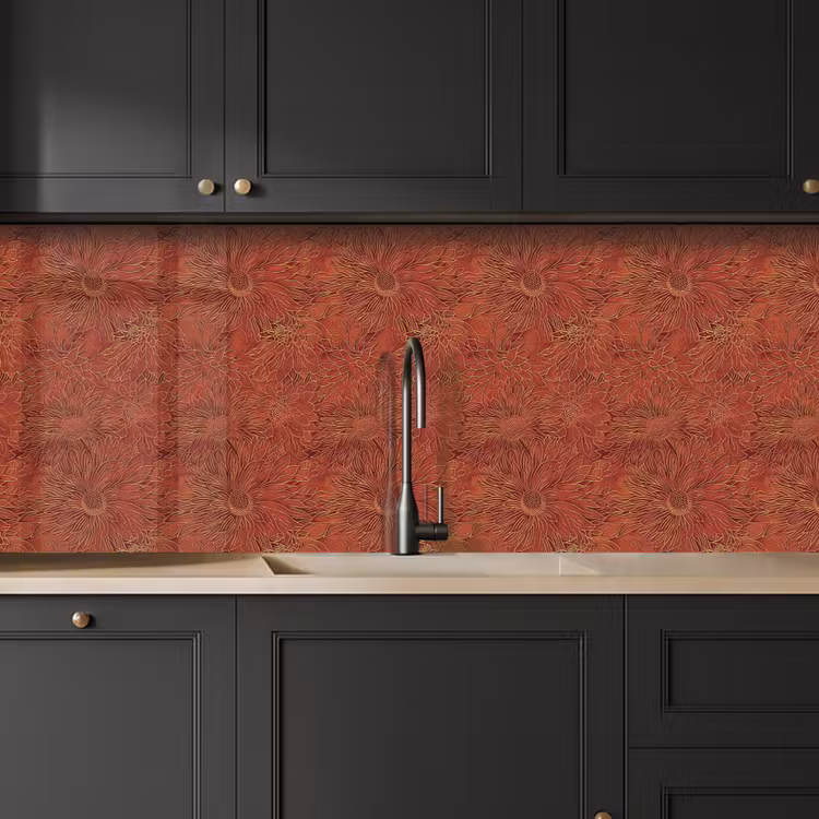 Oosters - Bloemen - Terracotta keuken achterwand 2 middel 871 -sfeer1