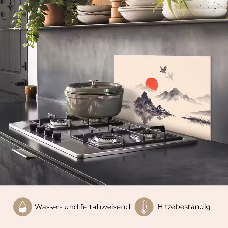 Oosters - Kraanvogels - Landschap keuken achterwand spatscherm klein -usp_DE