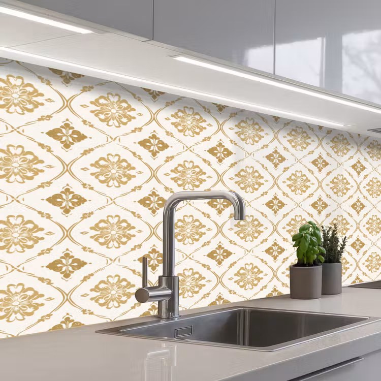 Ornament - Klassiek - Goud keuken achterwand 2 middel 871 -3d_schuin