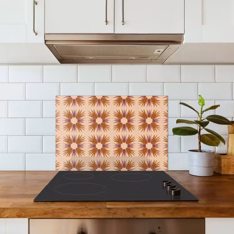 Ornament - Patroon - Oker keuken achterwand spatscherm klein 900 -sfeer2