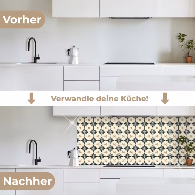 Sierlijk - Ornament - Blauw keuken achterwand 2 middel 871 -voor-na_DE