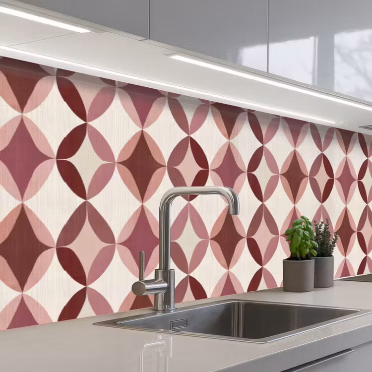 Ovaal - Textuur - Roze keuken achterwand 2 middel 871 -3d_schuin