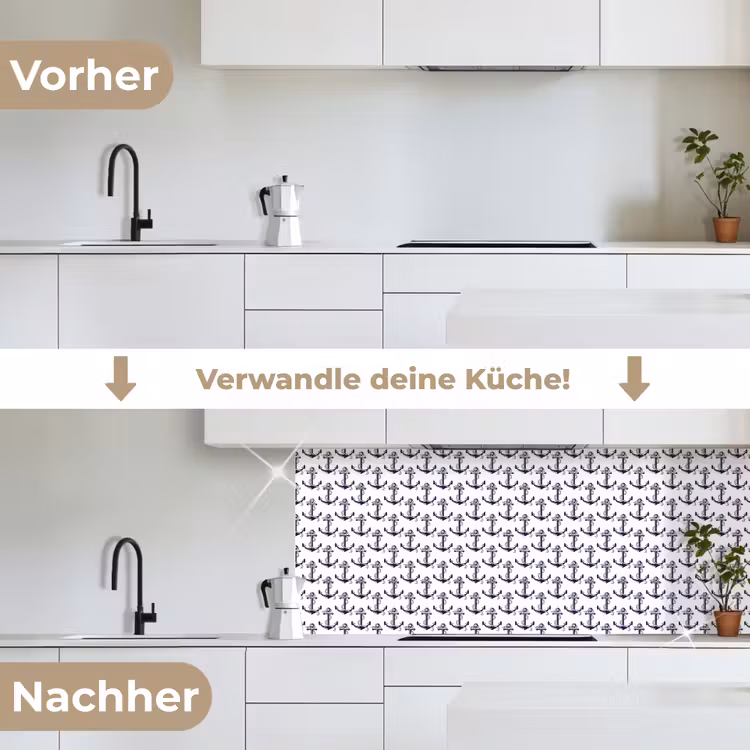 Oceaan - Anker - Blauw - Wit keuken achterwand 2 middel 871 -voor-na_DE