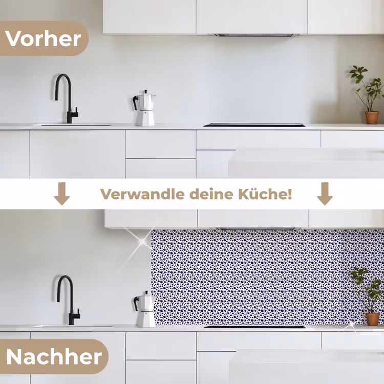Oceaan - Bubbel - Blauw - Wit keuken achterwand 2 middel 871 -voor-na_DE