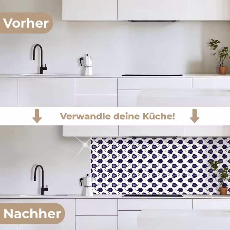 Oceaan - Vis - Blauw - Wit keuken achterwand 2 middel 871 -voor-na_DE