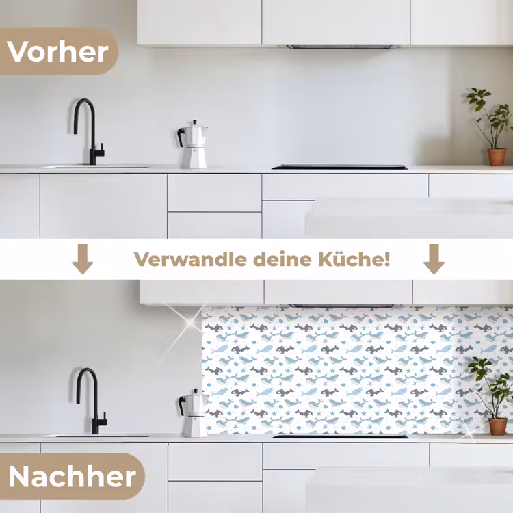 Oceaan - Walvis - Orka - Blauw keuken achterwand 2 middel 871 -voor-na_DE