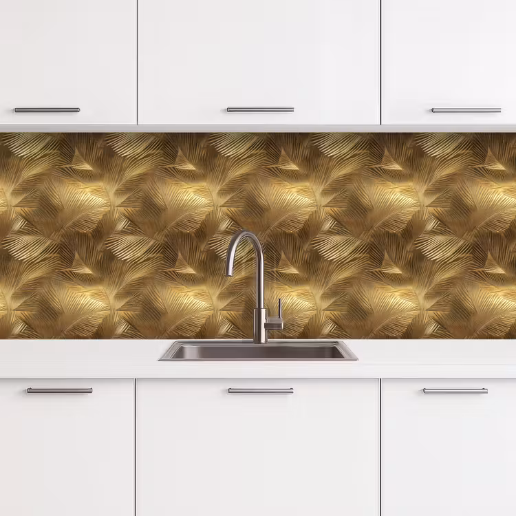 Palm - Waaier - Goud keuken achterwand 2 middel 871 -3d