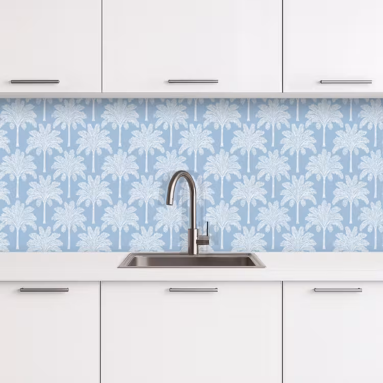 Palmboom - Modern - Blauw keuken achterwand 2 middel 871 -3d