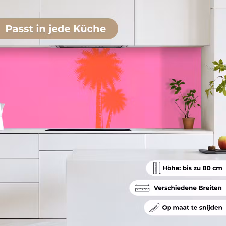 Palmbomen - Modern - Roze keuken achterwand 2 middel -sfeer4_DE