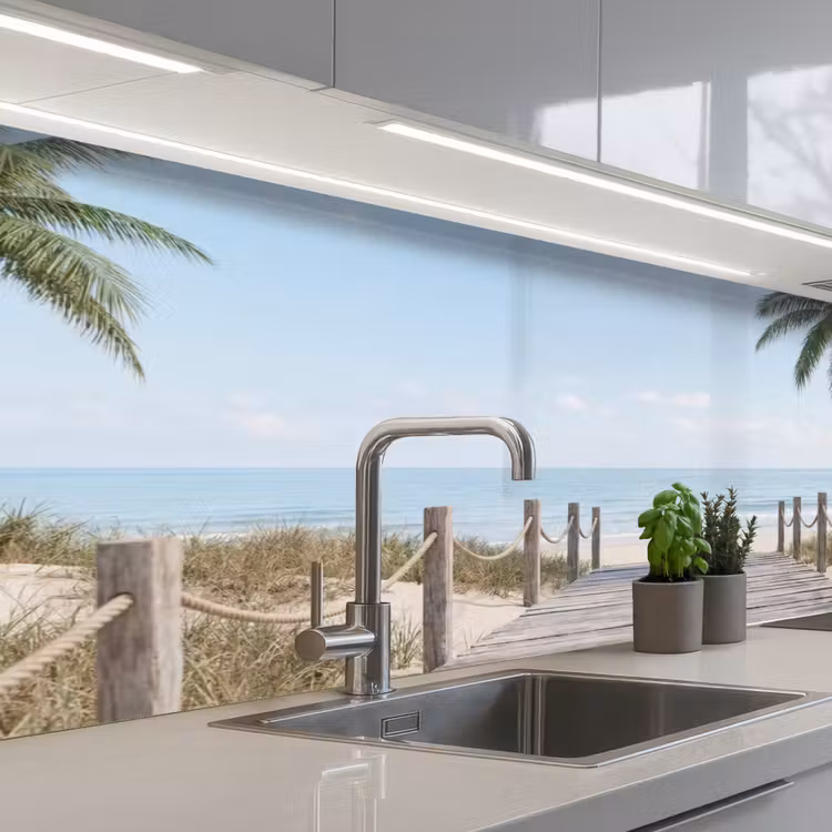 Palmbomen - Pad - Horizon keuken achterwand 2 middel -3d_schuin