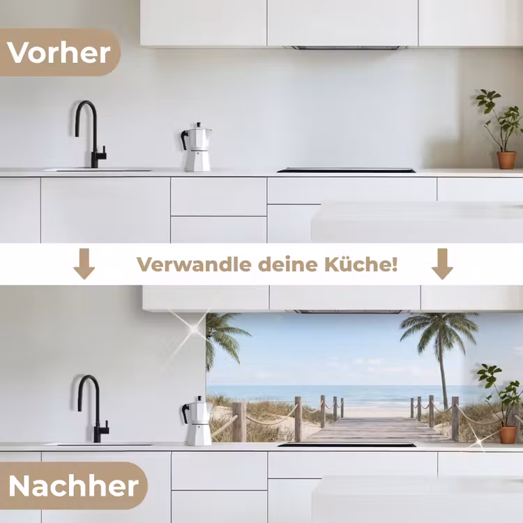 Palmbomen - Pad - Horizon keuken achterwand 2 middel -voor-na_DE