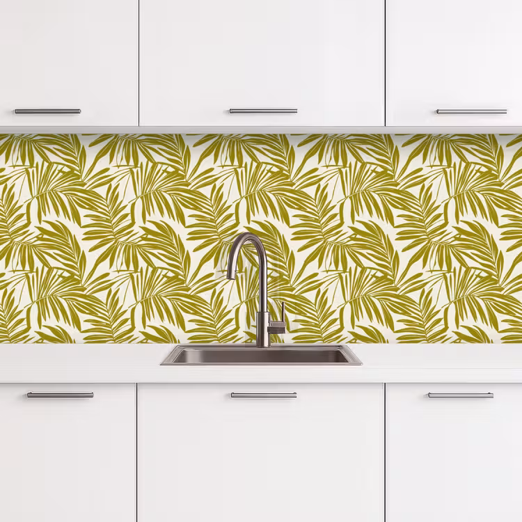 Palmblad - Patroon - Groen keuken achterwand 2 middel 871 -3d