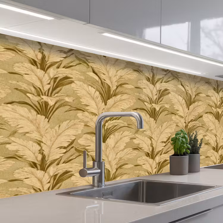 Palmbladeren - Klassiek - Groen keuken achterwand 2 middel 871 -3d_schuin