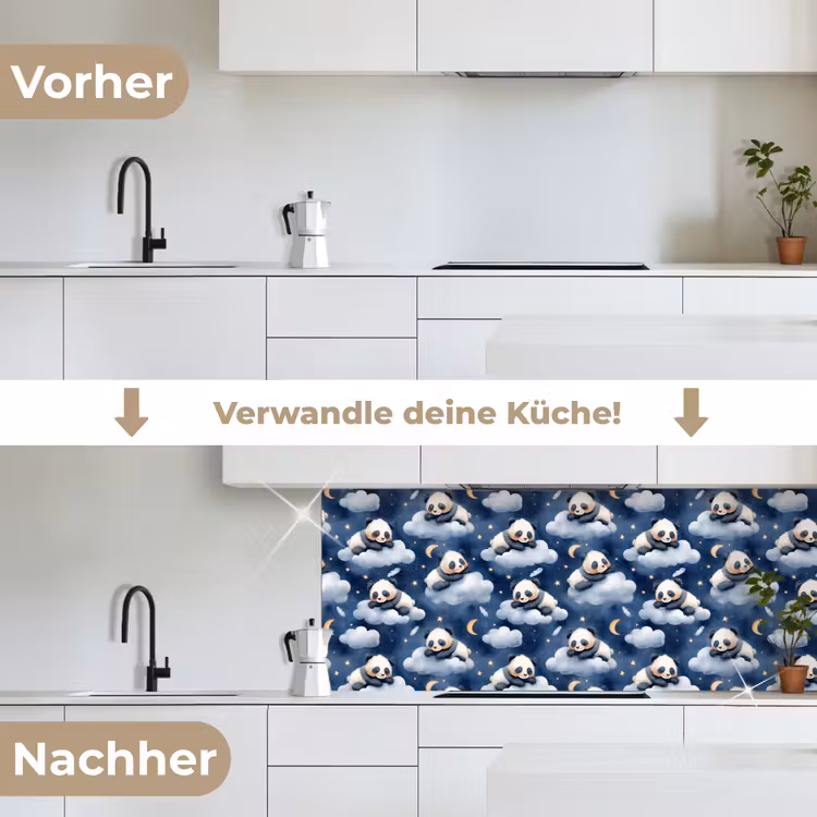 Panda's - Slapen - Blauw keuken achterwand 2 middel 871 -voor-na_DE