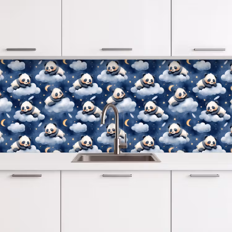 Panda's - Slapen - Blauw keuken achterwand 2 middel 871 -3d