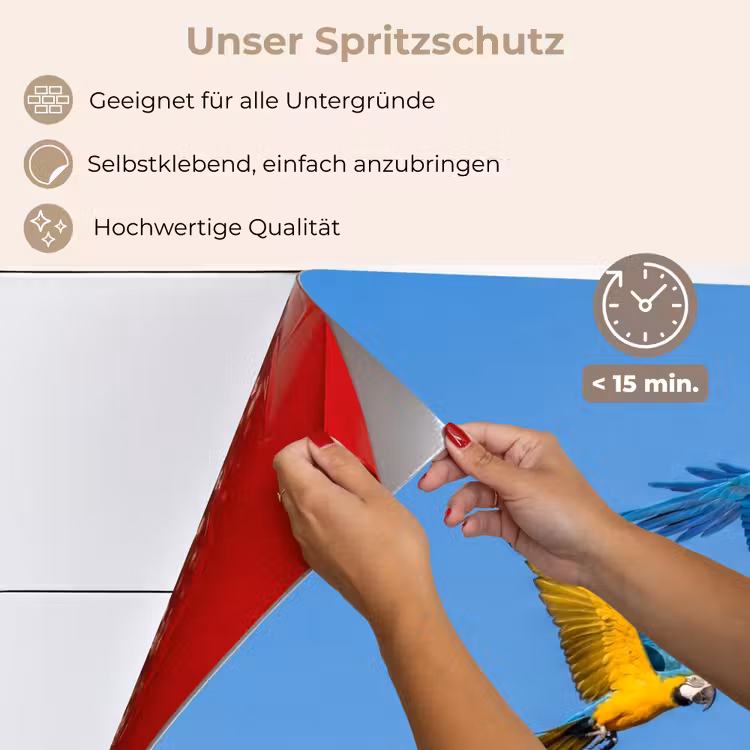 Papagaai - Vliegen - Blauw - Geel keuken achterwand spatscherm klein -spatscherm_DE
